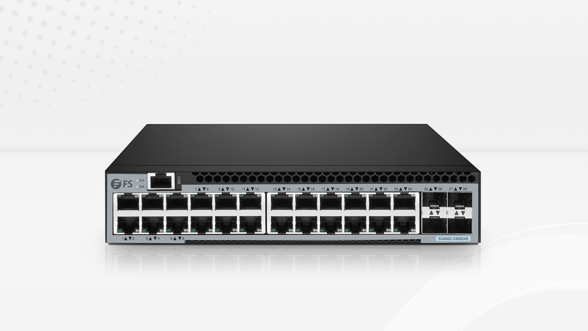 S3400C-24MG4S 24ポート イーサネットL2+コンパクトなハーフ幅スイッチ