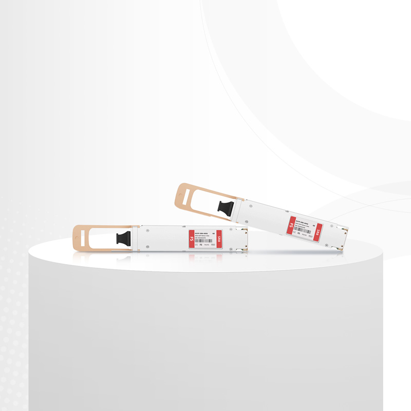 Generic Compatible 400GBASE-SR8 OSFP Finned Top PAM4 850nm 100m DOM MPO-16/APC MMF Optical Transceiver Module, Breakout to 2 × 200G-SR4 and 8 × 50G-SR This picture is about 400G SR8 OSFP Finned Top 850nm 100m Transceiver.