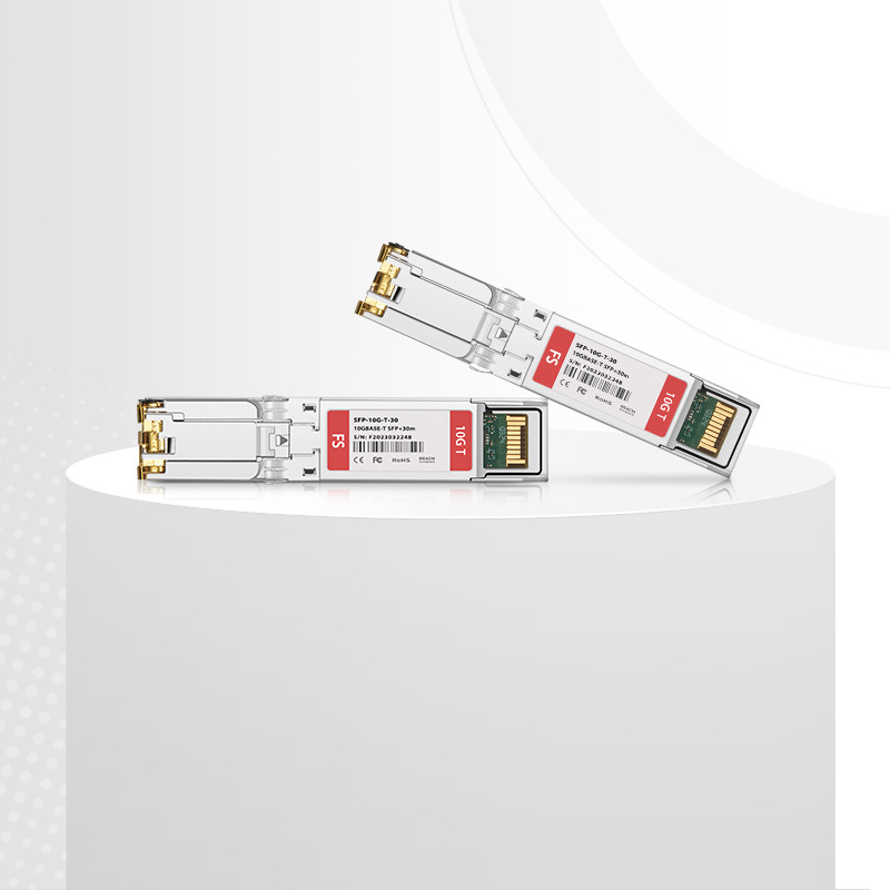 HW 02314PHV Compatible 10GBASE-T SFP+ Copper 30m RJ-45 Transceiver Module (LOS) This picture is about SFP-10G-T-30 Optical Transceiver Module Overall Introduction | FS.