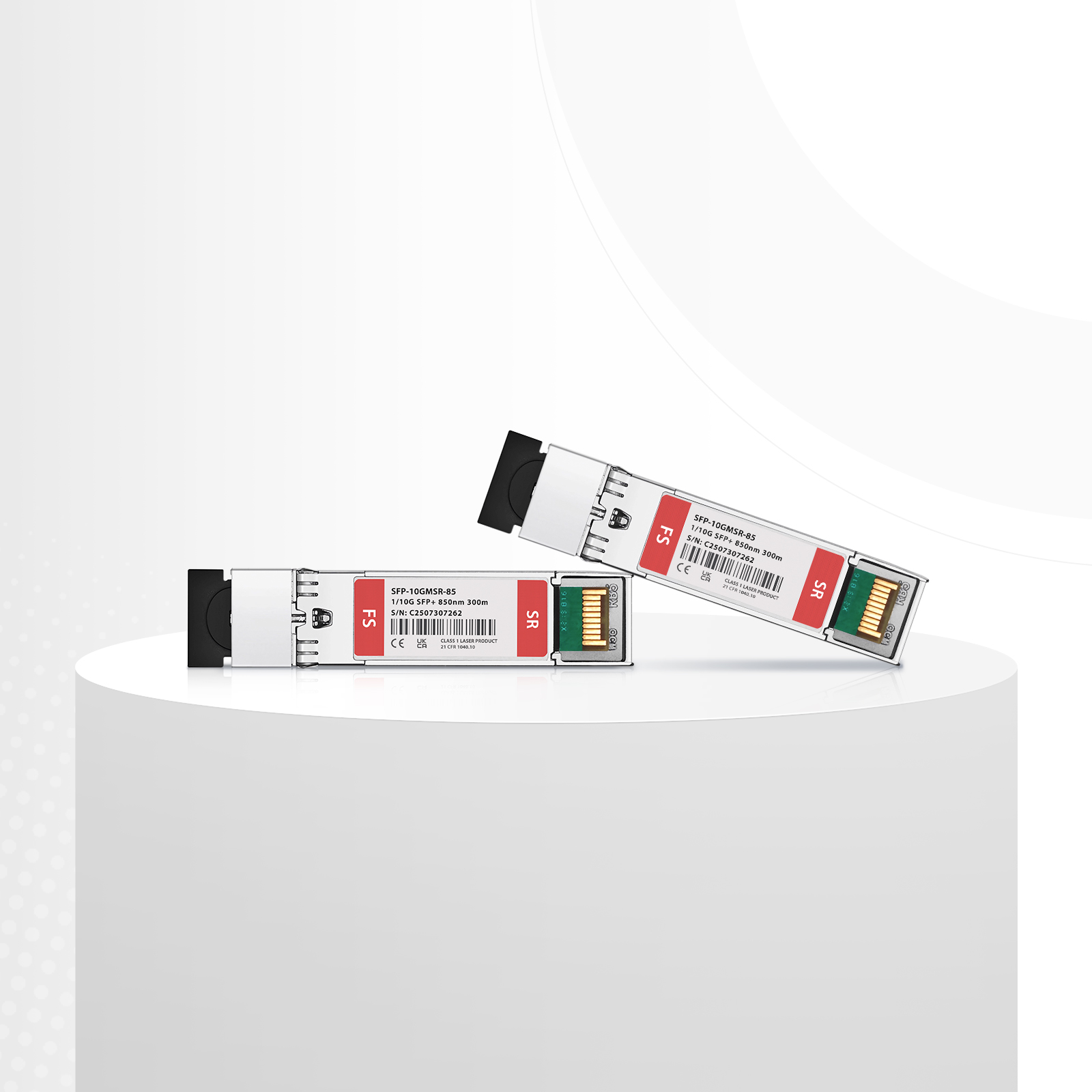 1000BASE-SX and 10GBASE-SR SFP+ Dual-Rate 850nm 300m DOM Duplex LC/UPC MMF Optical Transceiver Module for FS Switches This picture is about SFP-10GMSR-85 Optical Transceiver Module Overall Introduction | FS.