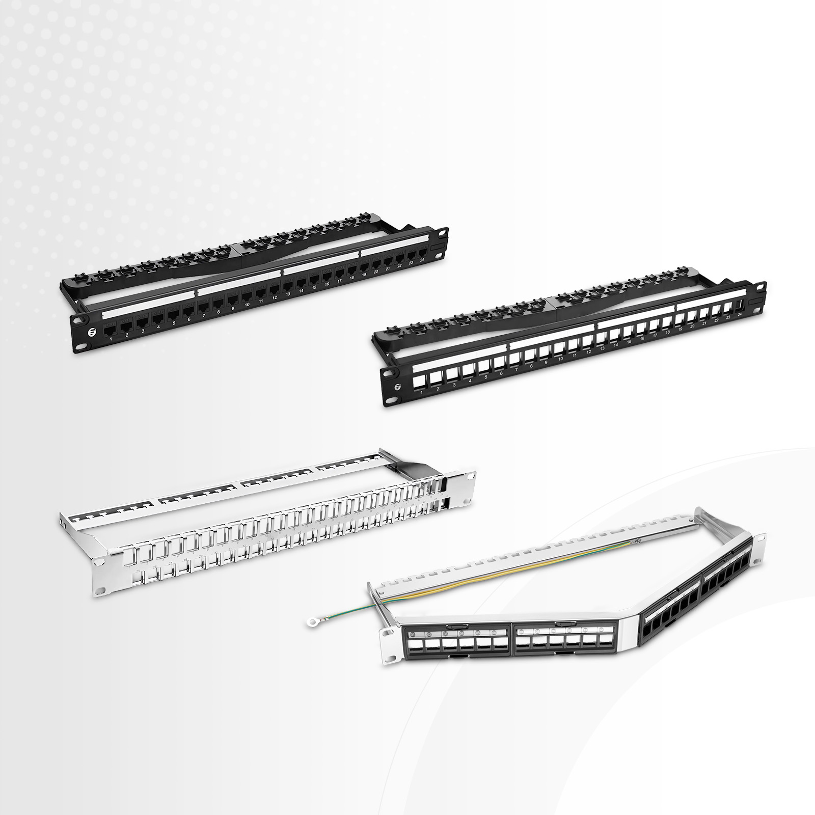 Cat6 110-Style Patch Panel, 48-Port, 1RU, Cable Management Bar