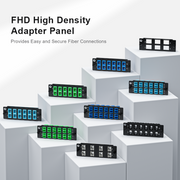 Panneau d'Adaptateur à Fibre Optique FHD®, 24 Fibres OM4 Multimode et 12 Ports Adaptateurs LC UPC Duplex (Aqua), Manchon en Céramique Cette image concerne .