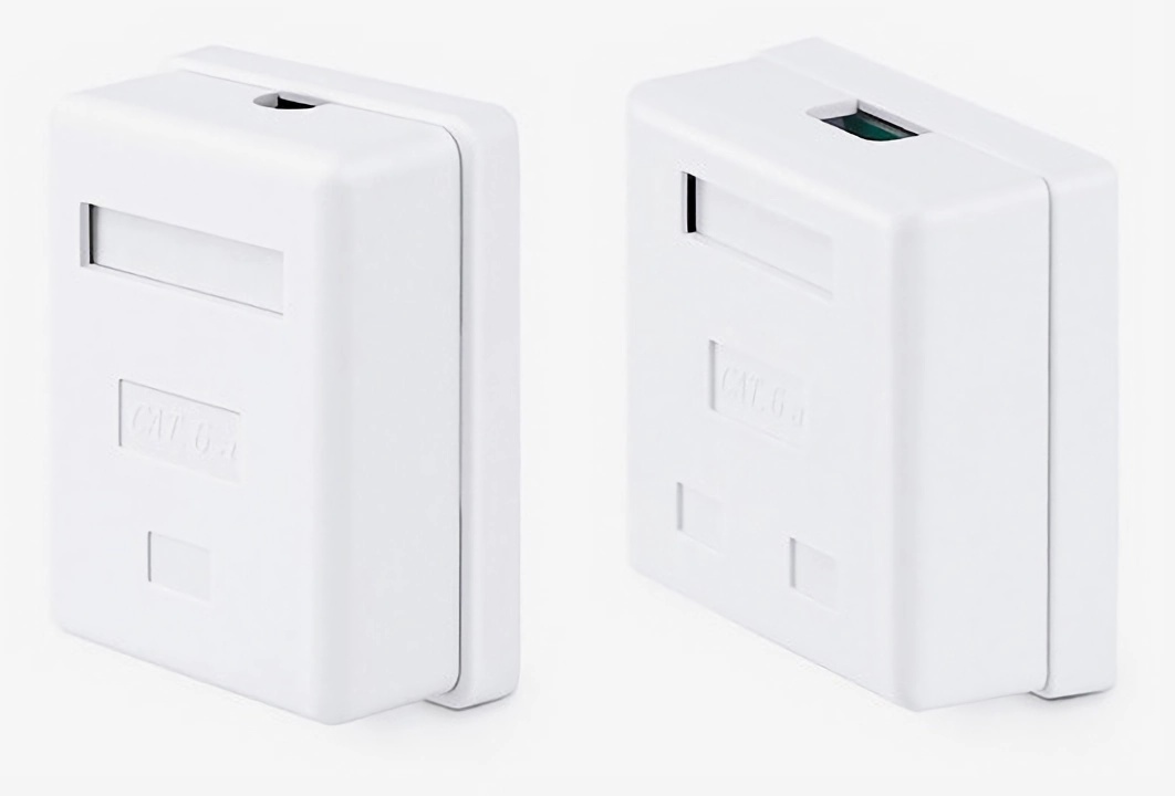 Cat6a RJ45 シールド付き表面実装ボックス、1ポート、白色 - FS JAPAN
