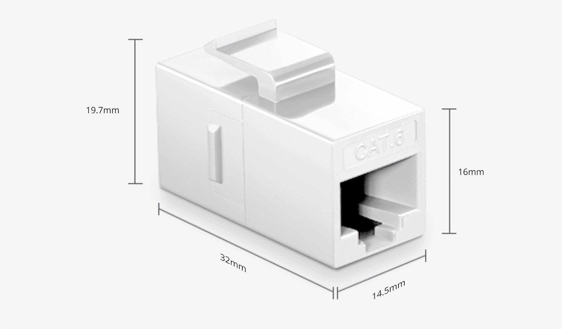 Cat6 キーストーン RJ45 カプラー、シールドなし、メス - メス