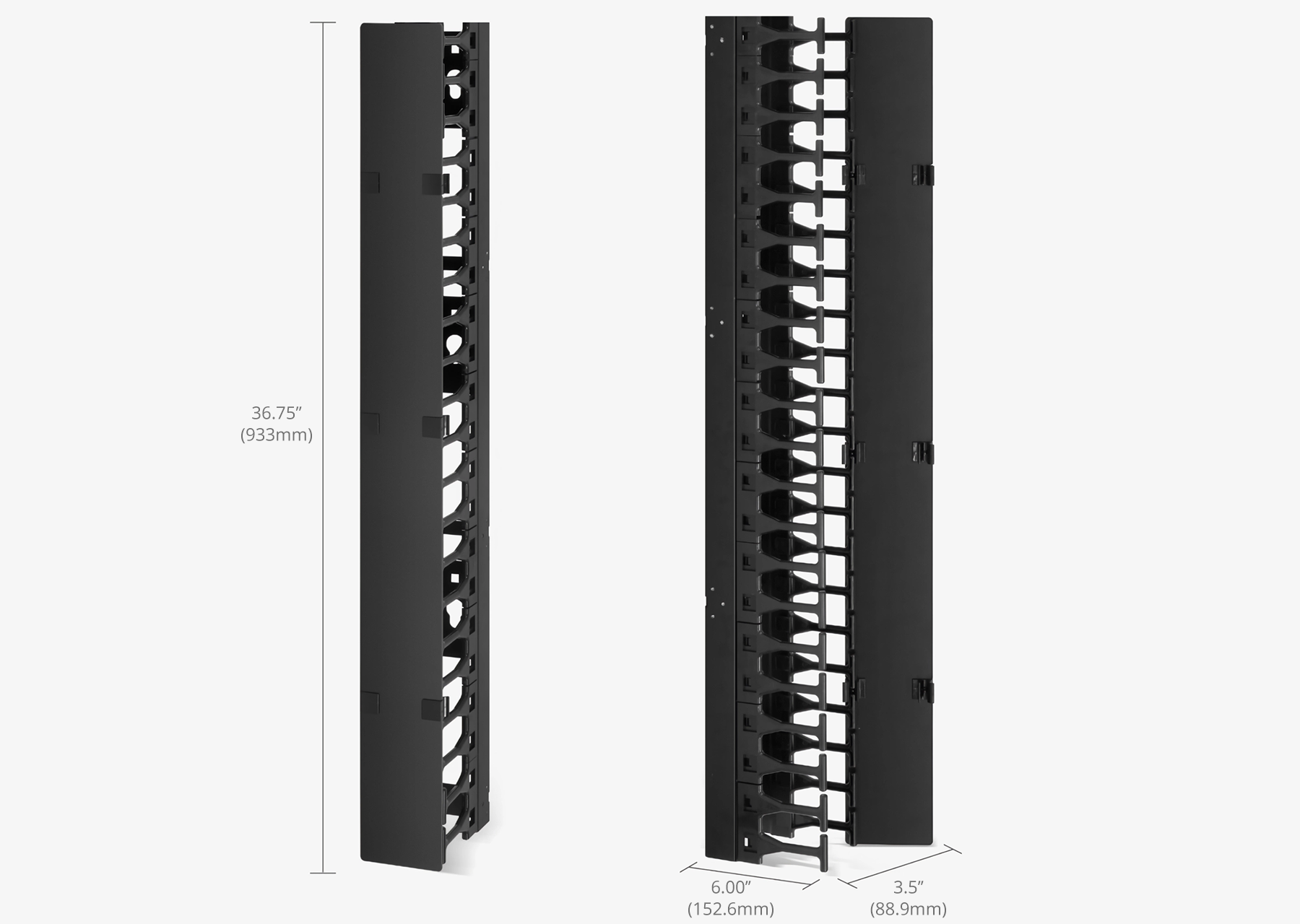 Vertical Single Sided Cable Manager, 42RU, Bend Radius Finger, 3.5
