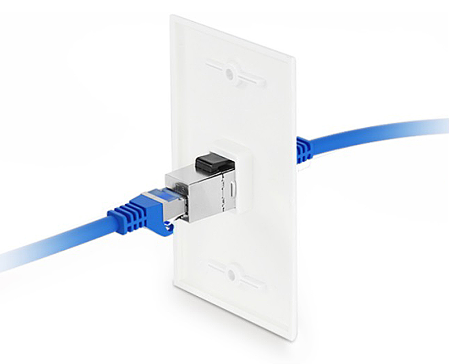Cat6a Keystone RJ45 Coupler, Shielded, Female to Female Insert