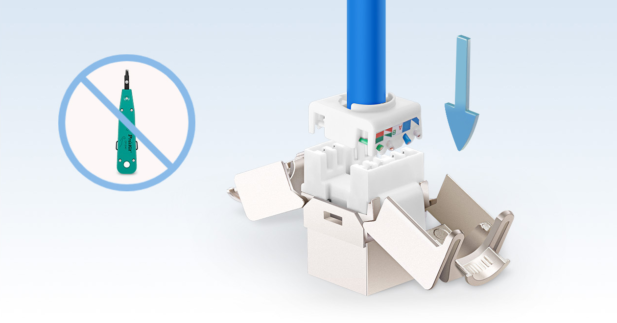 Mini Cat6a RJ45 (8P8C) Shielded Toolless Keystone Jack - FS.com