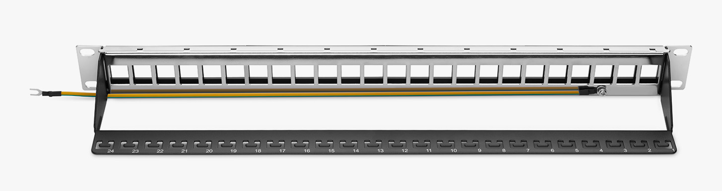24-Port Blank Keystone Patch Panel, STP/UTP, 1U Rack Mount - FS
