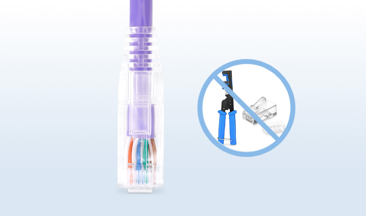 2.1m Cat6六類24AWG 非屏蔽(UTP)網路跳線,卡溝設計,紫色,PVC CM - FS.com