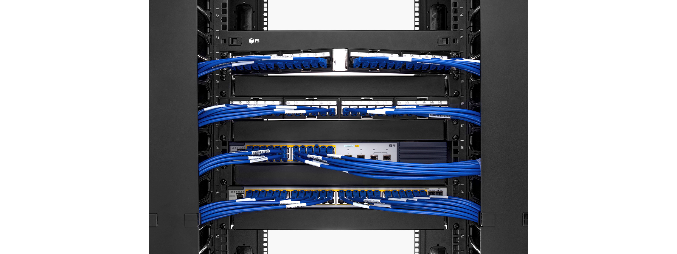 FDMP Cat6a Shielded Coupler Recessed Patch Panel, 24-Port, 1RU