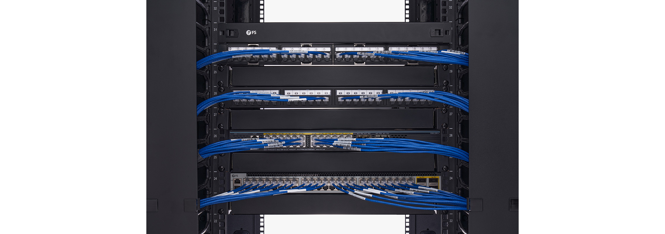 Cat6a 110-Style Unshielded Patch Panel, 24-Port, 1RU, Cable