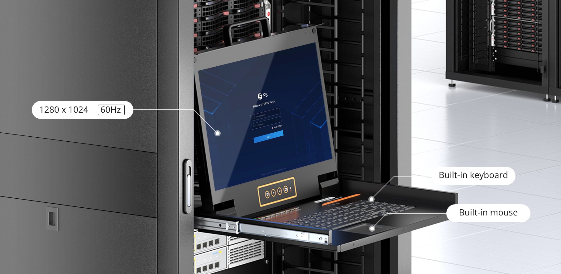 8-Port Cat5 1U Rack-Mount KVM Over IP Switch with 19