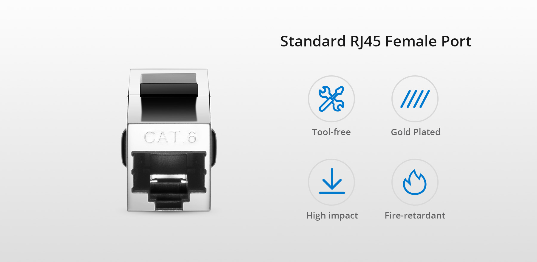 Cat6 キーストーンRJ45カプラー(シールド付き、シルバー) - FS JAPAN 