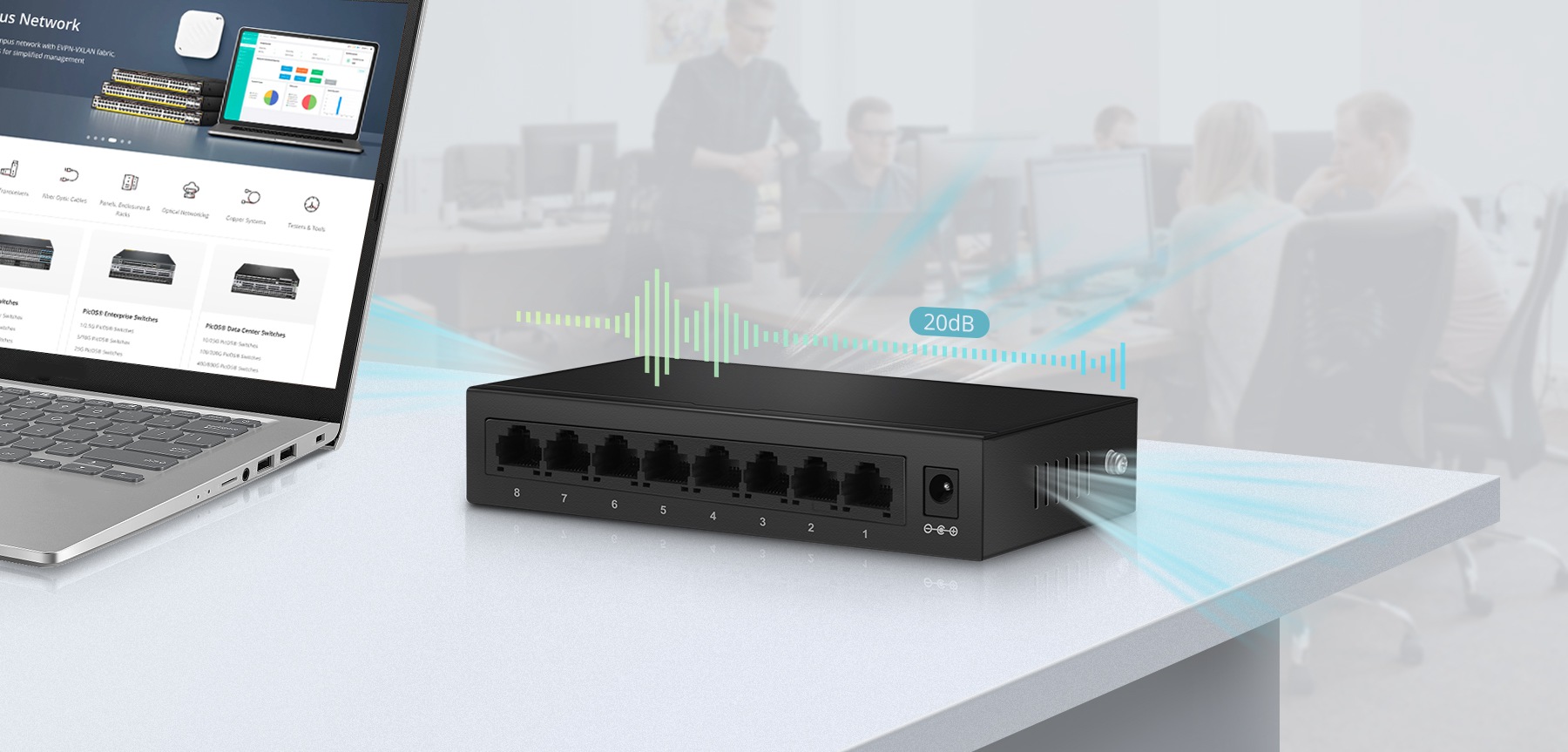FS 8-Port RJ45 Switch, Desktop/Wall-Mount - FS.com