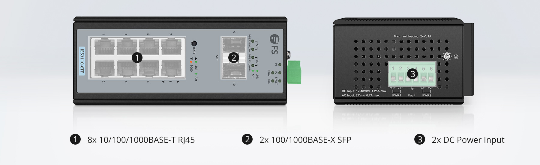 IES3110-8TF, 8-Port Gigabit Ethernet L2+ Managed Industrial Switch