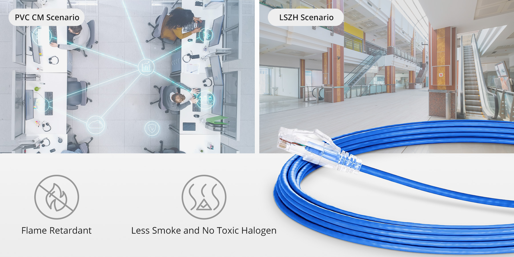 Cable de parcheo Ethernet Cat6a 28AWG sin enganches sin blindaje