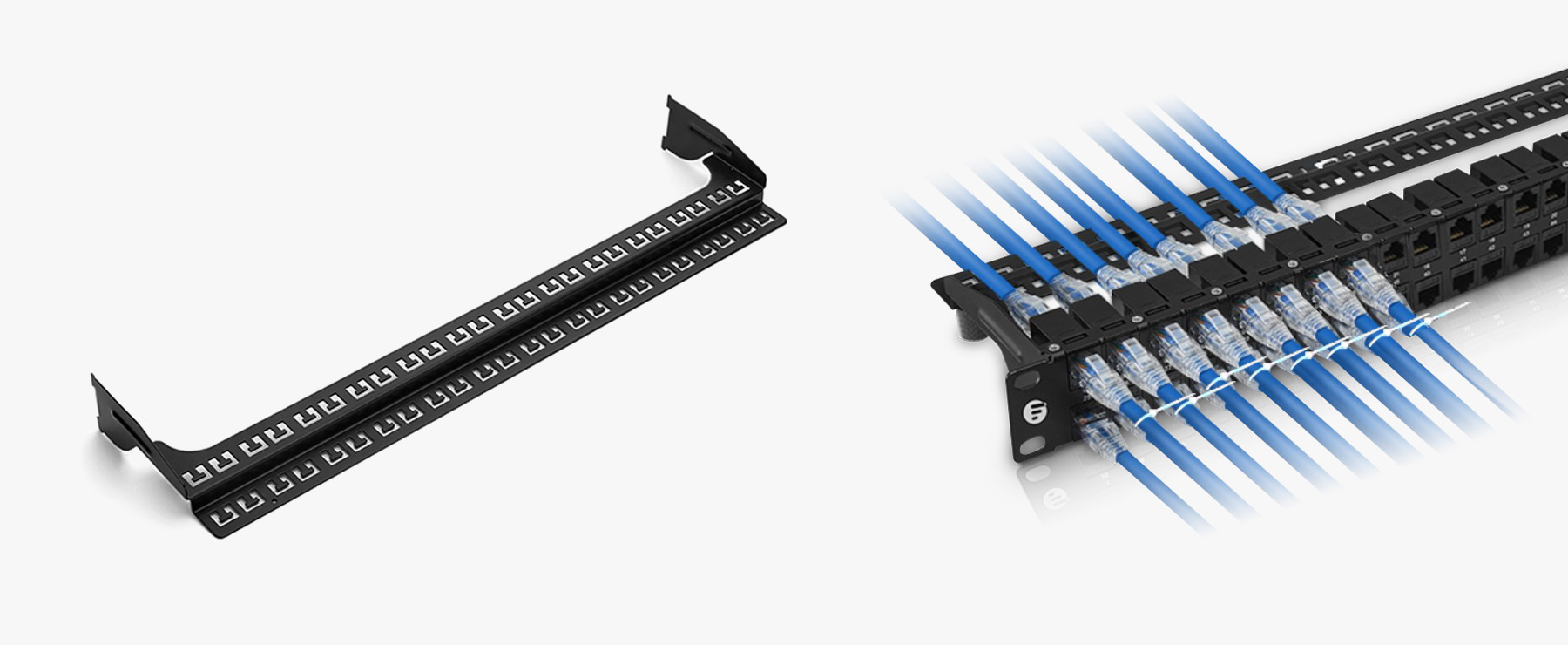 Eme様 Cat6 High Density Coupler Patch Panel, 48-Port, 1RU, Cable