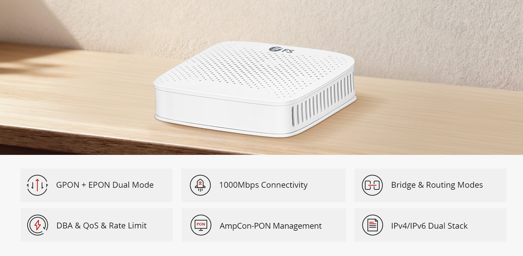 ONU1710-1G、1ポート FTTH/O ONU、XPONデュアルモード適応、1x GE