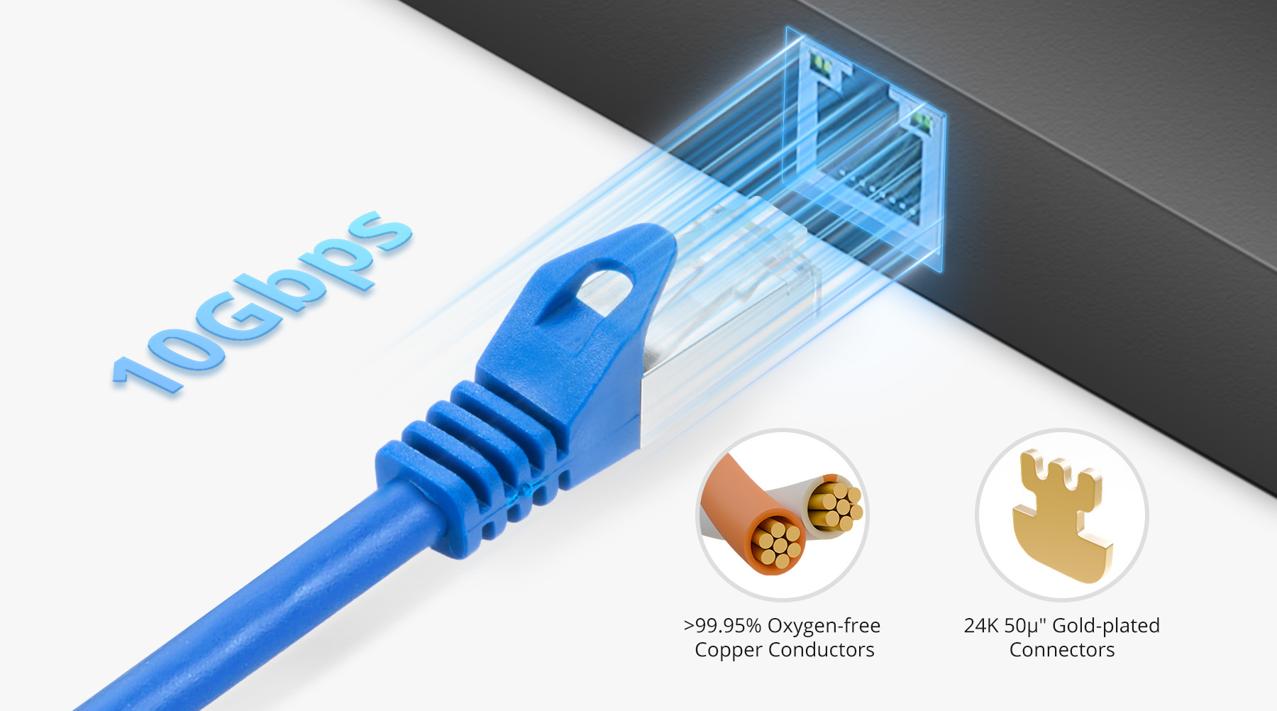 5ft Cat6a (SFTP) Shielded Snagless RJ45 Ethernet Cable, Blue - FS.com