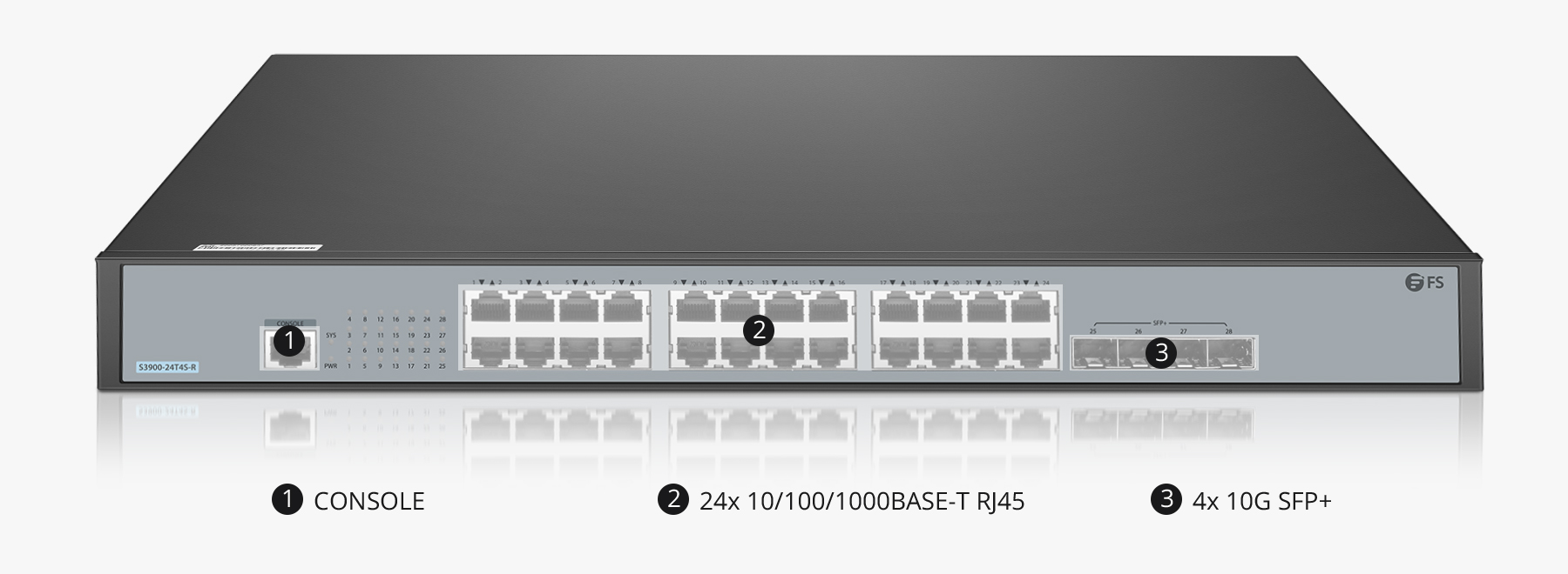 S3900-24T4S-R, switch Gigabit Ethernet L2+ de 24 puertos, 24 x