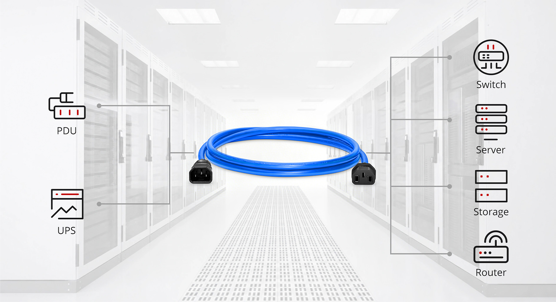 3.3ft (1m) Z-LOCK⁺ Dual Locking IEC60320 C14 to IEC60320 C13 14AWG