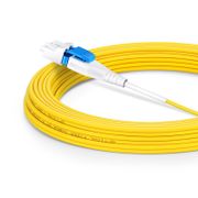 10m (33ft) Fiber Patch Cable, 2 Fibers, SN UPC Duplex to LC UPC Duplex Flat Clip Uniboot, Single Mode (OS2), Riser (OFNR), 1.6mm, Yellow, for 400G Network Connection This picture is about .