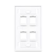 Single Gang Keystone Faceplate, Label Pockets, 4 Ports, White, 4.49'' x 2.76'' This picture is about N4FWHLP.
