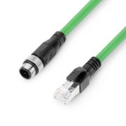 3.3ft (1m) Industrial M12D/4M to RJ45 Cordsets CAT5E-FTP PVC