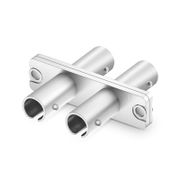 ST/UPC to ST/UPC Duplex OS2 Singlemode Metal Fiber Optic Adapter with Flange (10pcs/Pack) This picture is about AD-STU-STU-SM-DXF-FS.