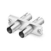 ST/UPC to ST/UPC Duplex OS2 Singlemode Metal Fiber Optic Adapter with Flange (10pcs/Pack) This picture is about AD-STU-STU-SM-DXF-FS.
