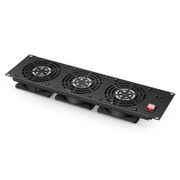 Horizontal Cabinet 3U Fan Panel, 3 Fans, with Power Switch, 110V-120V (American Standard) This picture is about FANP3U3F.
