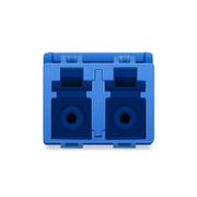 Adaptador/acoplador de fibra óptica con obturador LC/UPC a LC/UPC dúplex OS2 monomodo sin brida Esta imagen trata sobre .