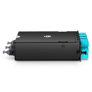 Cassette FHD® MTP®-LC, OM4 Multimode, Universelle, 24 Fibres, 3 x MTP®-8 (mâle) vers 12 x LC Duplex (aqua), 0,35 dB Max. Cette image concerne FHD-3MTP12LCOM4U.