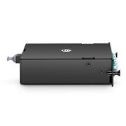 FHD™ MTP®-LCカセット、OM4マルチモード、ユニバーサル、12芯、MTP®-12(オス)- 6 x LCデュプレックス(アクア)、最大0.35dB この写真はFHD-1MTP6LCDOM4Uに関するものです。