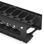 Organizador de cables vertical de un solo lado, 42RU, dedo de radio de curvatura, ancho de 3.5 pulgadas Esta imagen trata sobre CMV-SFD42U9W.