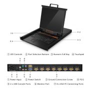 8ポート x1 User VGA 1U ラックマウント USB KVMスイッチ(19インチLED付き、VGAケーブル8本付属) この写真はに関するものです。