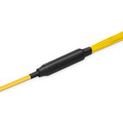 30m (98ft) MTP® Hybrid Trunk Cable, MTP®-8 APC (Male) to 4 LC UPC Duplex Uniboot, 32 Fibers, Single Mode (OS2), Plenum (OFNP), 0.35dB Max, Type B, Double Jacket, Yellow This picture is about .