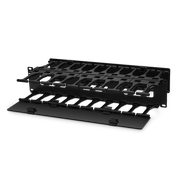 Horizontal Dual Sided Stell Manager, 2RU, Finger Duct with Cover, 3.6 in. Depth Esta imagen trata sobre CMH-DFDS2U.