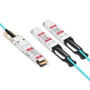 Customized 200G QSFP-DD to 2 x 100G QSFP28 Active Optical Breakout Cable This picture is about v.
