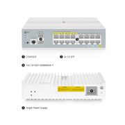 S3410C-16TF-P、16ポート ギガビットイーサネットL2+ PoE+スイッチ(8x PoE+ポート@125W、2x 1Gb SFPアップリンク付き、PicOS®、MLAG対応、Broadcomチップ、ファンレス) この写真はS3410C-16TF-Pに関するものです。