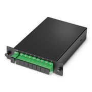 Divisor/Splitter de fibra óptica 1x8 PLC, cassette estándar LGX, SC/APC, monomodo Esta imagen trata sobre FLG-PLC1x8LGX1SCA.