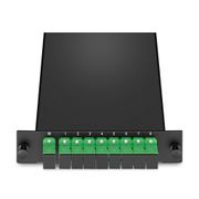 Divisor/Splitter de fibra óptica 1x8 PLC, cassette estándar LGX, SC/APC, monomodo Esta imagen trata sobre FLG-PLC1x8LGX1SCA.