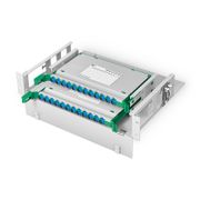 2U Rack Mount Fiber Optic Distribution Panel, 24 Fibers OS2 Single Mode, 24 x SC UPC Simplex (Blue) Adapter This picture is about 3.