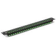 Panel adaptador de fibra óptica FHU 1U 19'', 48 fibras ópticas OS2 monomodo, 24 adaptadores SC APC dúplex (verde), manga de cerámica Esta imagen trata sobre FHU-FPP24SCADXSMF.