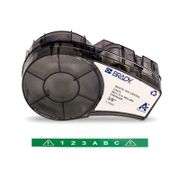 Etiquetas de panel/superficie de 0,375 pulg. de ancho x 252 pulg. de largo con cinta para impresoras M210 y M211, etiqueta continua/cartucho, blanco sobre verde Esta imagen trata sobre M21-375-595-GN.