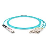 10m (33ft) HW QSFP-8LC-AOC10M Compatible 40G QSFP+ to 4 Duplex LC Active Optical Breakout Cable This picture is about w.