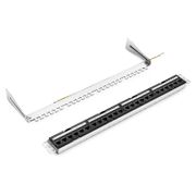 FDMP Cat6 Unshielded Coupler Recessed Patch Panel, 24-Port, 1RU, Cable Management Bar Included This picture is about 3.