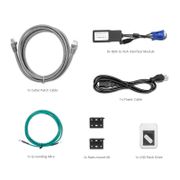 Switch KVM USB montaje en rack de 1U, 8 puertos de Cat5e/6/7, 2 usuarios, con acceso remoto IP, 8 módulos de interfaz incluidos Esta imagen trata sobre KVM-0802IP.