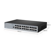 S2500L-24T, 24-Port Gigabit Ethernet L2 Unmanaged Switch, 24 x 10/100/1000M Gigabit RJ45, Fanless, Desktop/Rackmount This picture is about .