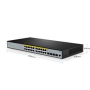 S2805S-24TF-P, 24-Port Gigabit Ethernet L2 Smart Managed PoE+ Switch, 24 x PoE+ Ports @370W, with 4 x 1Gb SFP Uplinks This picture is about S2805S-24TF-P.